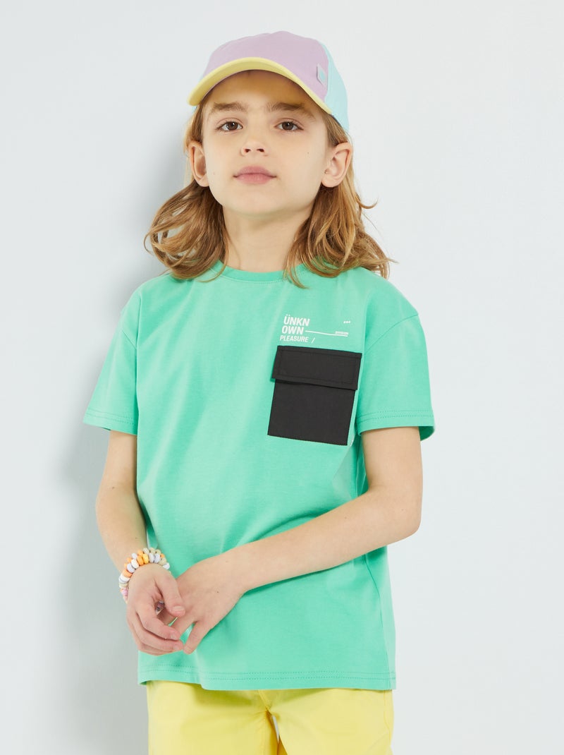 T-shirt com bolso frontal VERDE - Kiabi