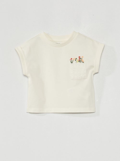 T-shirt com bolsos bordados - Kiabi