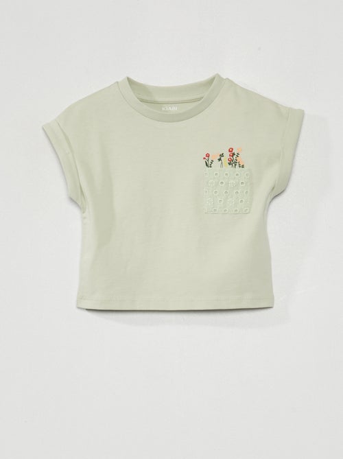 T-shirt com bolsos bordados - Kiabi