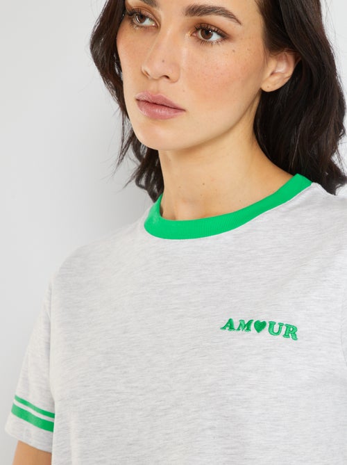 T-shirt com bordado 'amour' - Kiabi