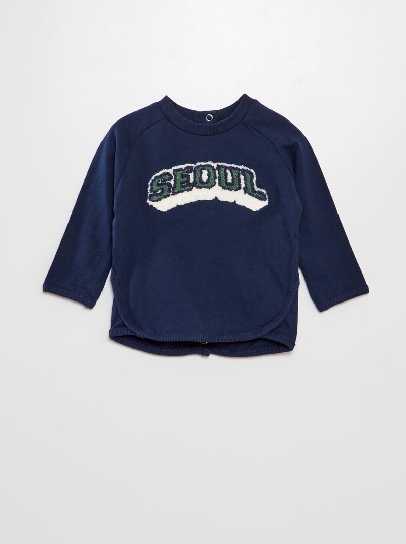 T-shirt com bordado AZUL - Kiabi