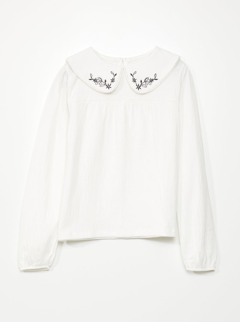T-shirt com bordado BEGE - Kiabi