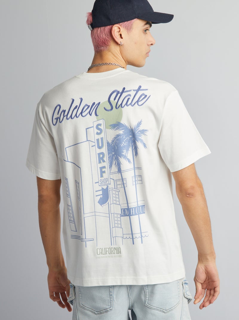 T-shirt com bordado BRANCO - Kiabi