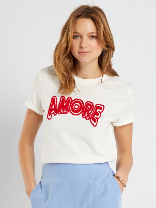 T-shirt com bordado - Kiabi