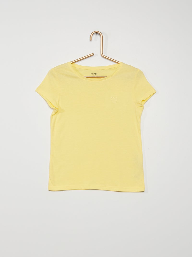 T-shirt com bordado 'coração' AMARELO - Kiabi
