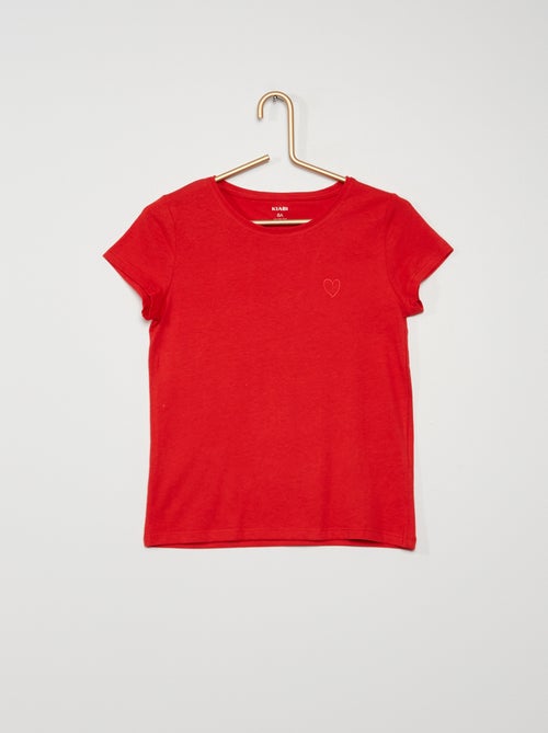 T-shirt com bordado 'coração' - Kiabi