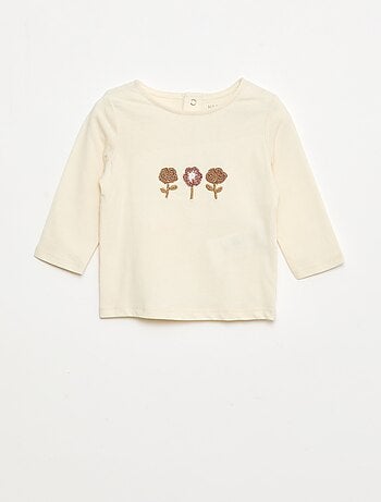 T-shirt com bordado de flores