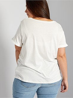 T-shirt com bordado de 'flores' - Kiabi