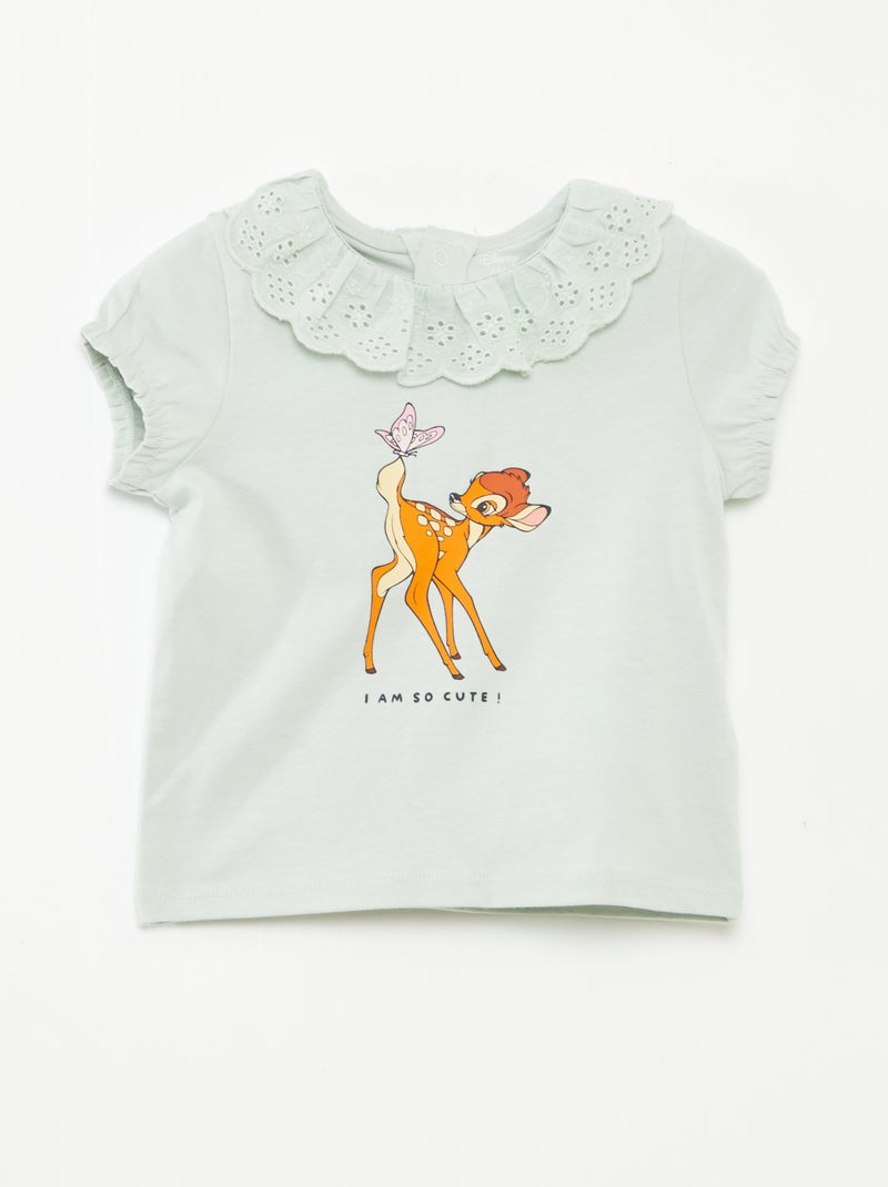 T-shirt com bordado inglês 'Bambi' Verde - Kiabi
