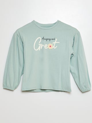 T-shirt com bordado inglês e franzidos nas cavas