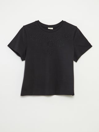T-shirt com bordado inglês 'JDY'