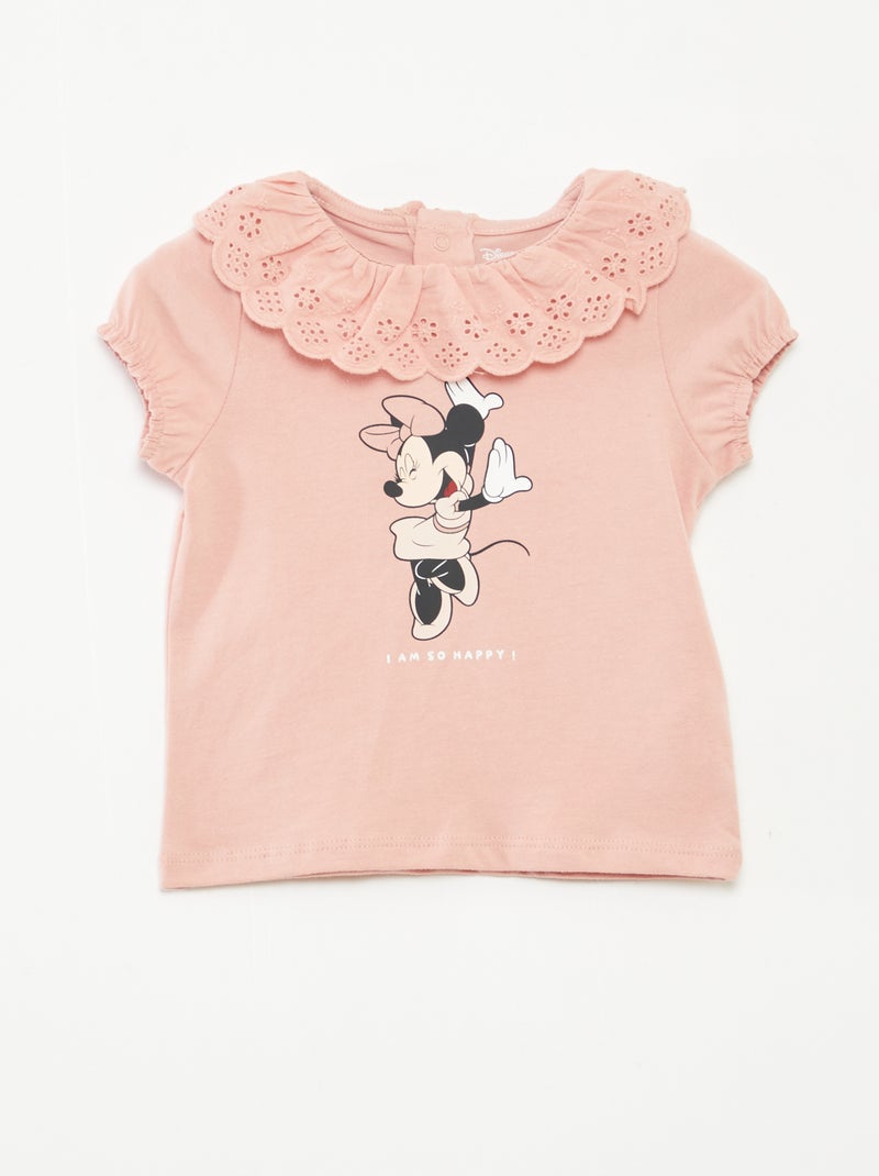 T-shirt com bordado inglês 'Minnie' Rosa - Kiabi