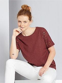 T-shirt com bordado inglês - Kiabi