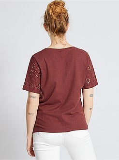 T-shirt com bordado inglês - Kiabi