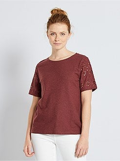 T-shirt com bordado inglês - Kiabi