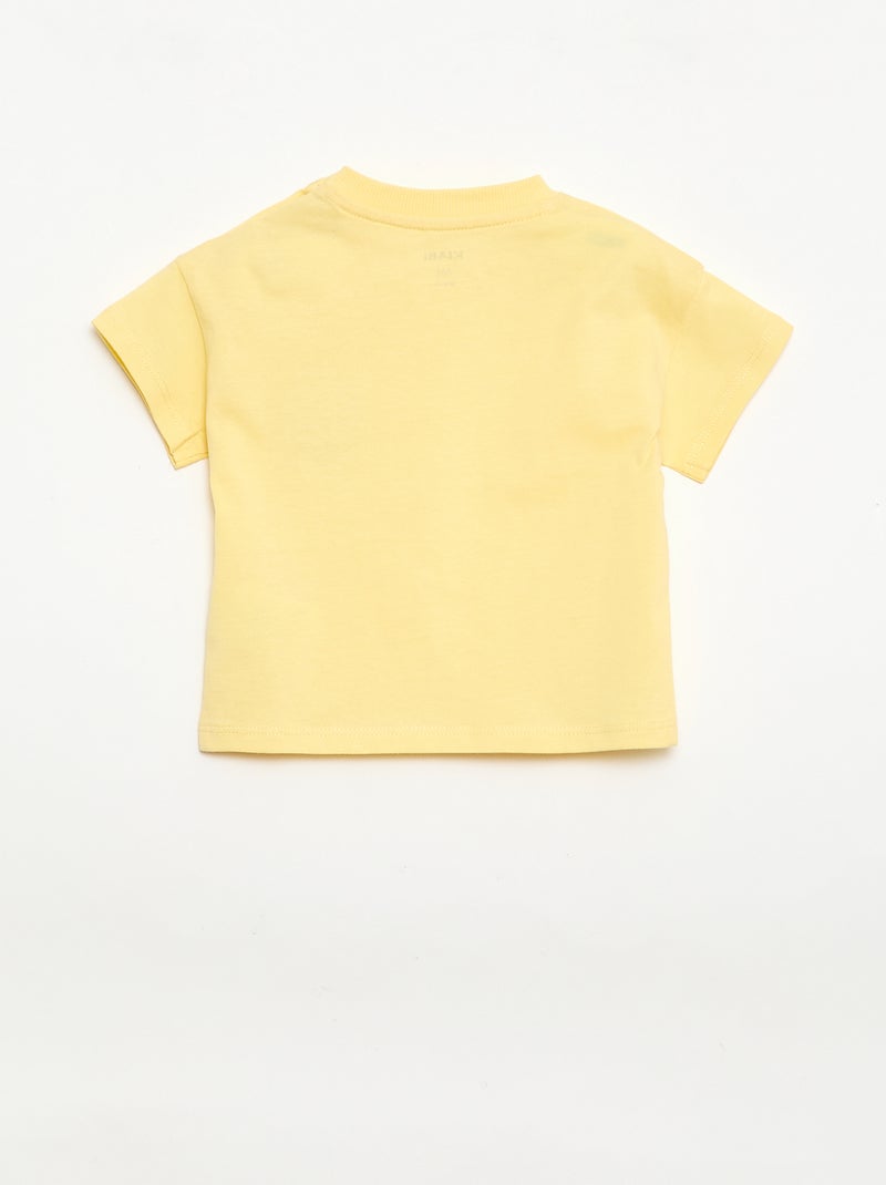 T-shirt com bordado no peito Amarelo - Kiabi