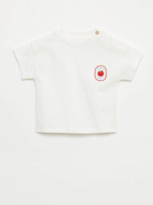 T-shirt com bordado no peito - Kiabi