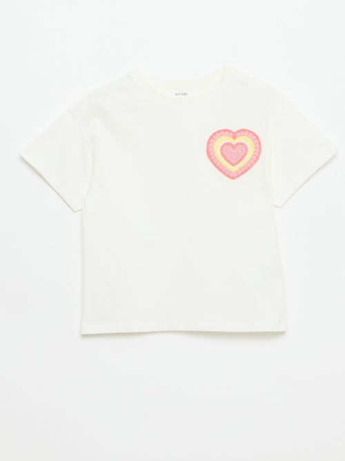 T-shirt com bordado no peito - Kiabi