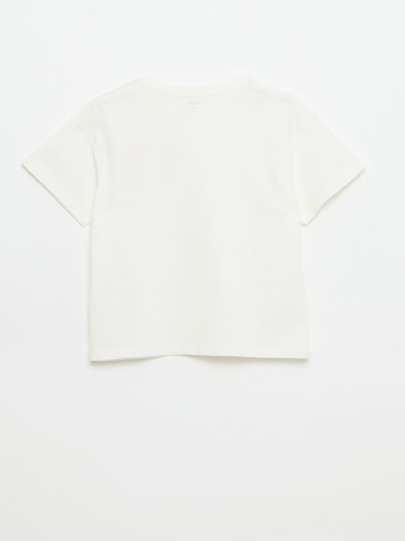 T-shirt com bordado no peito Branco - Kiabi