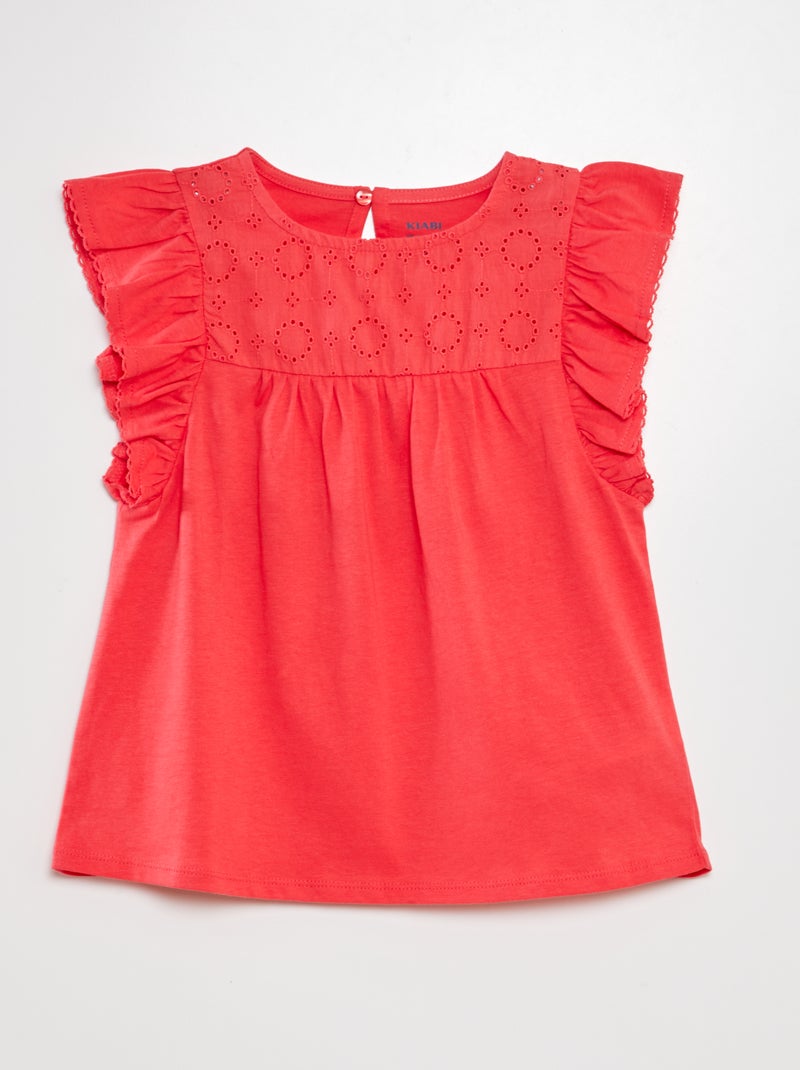 T-shirt com bordado ROSA - Kiabi