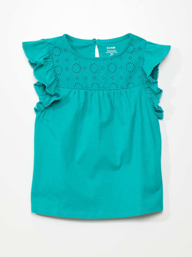 T-shirt com bordado VERDE - Kiabi
