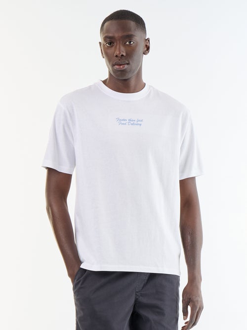 T-shirt com bordados e mangas curtas - Kiabi