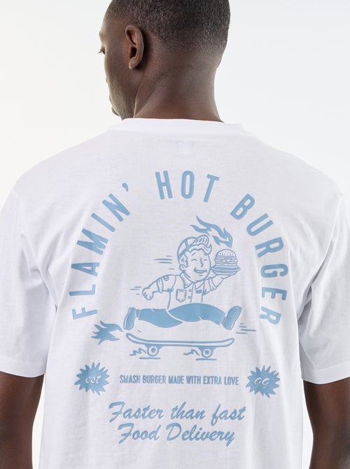 T-shirt com bordados e mangas curtas - Kiabi