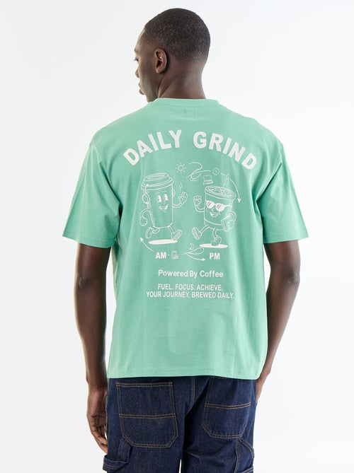 T-shirt com bordados e mangas curtas - Kiabi