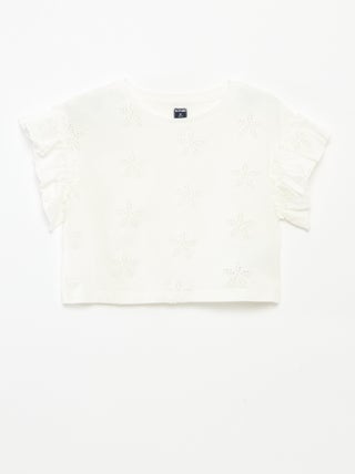 T-shirt com bordados flores