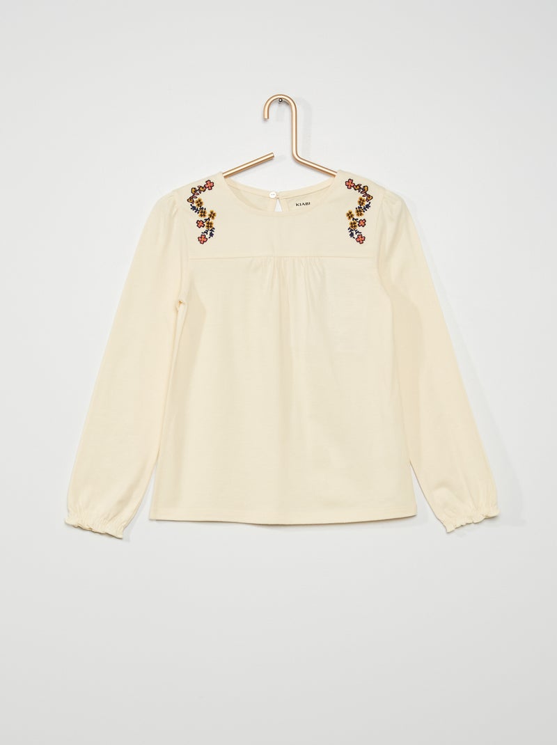 T-shirt com bordados nude - Kiabi