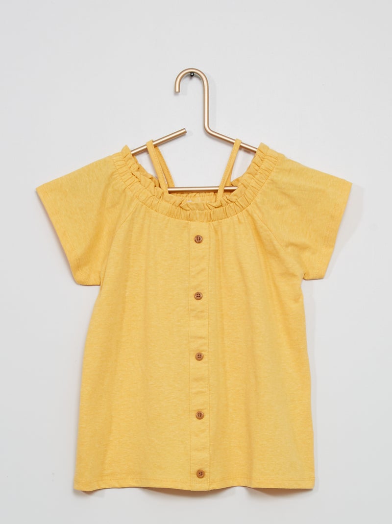 T-shirt com botões Amarelo - Kiabi