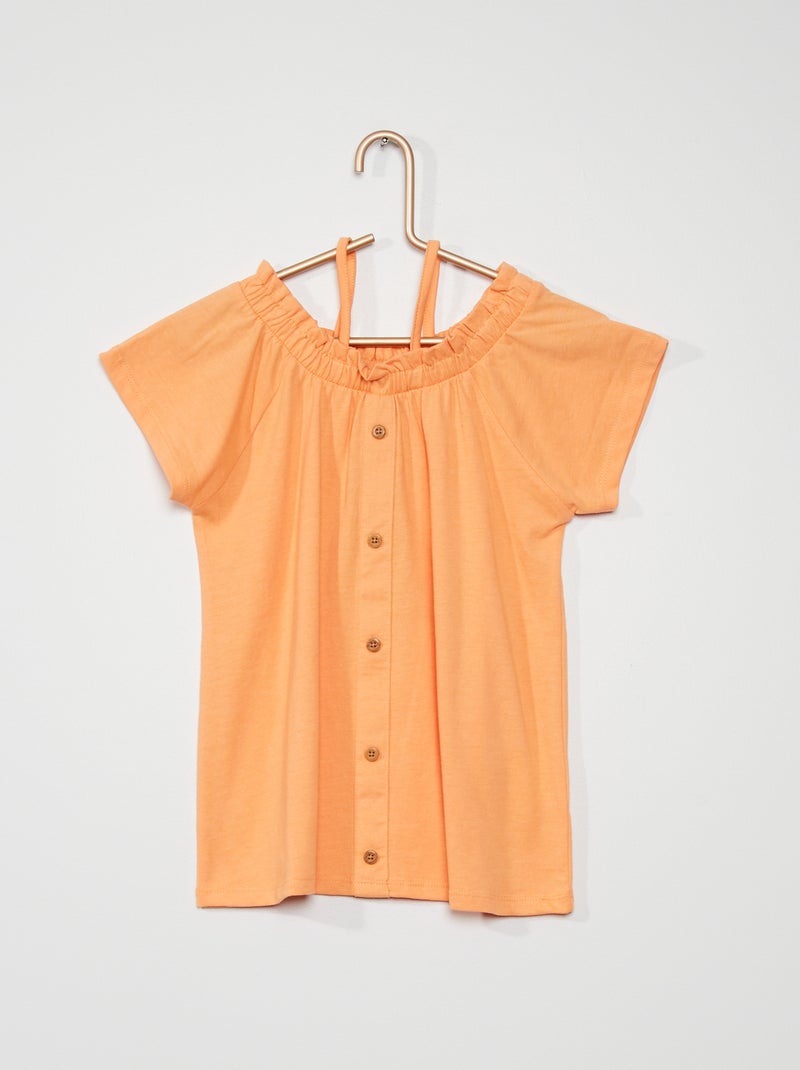 T-shirt com botões Laranja - Kiabi