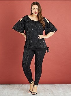 T-shirt com brilhantes e ombros nus - Kiabi