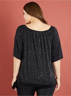 T-shirt com brilhantes e ombros nus - Kiabi