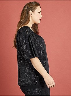 T-shirt com brilhantes e ombros nus - Kiabi