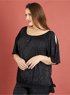 T-shirt com brilhantes e ombros nus - Kiabi