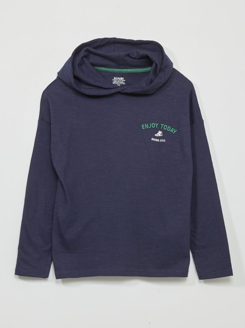 T-shirt com capuz AZUL - Kiabi