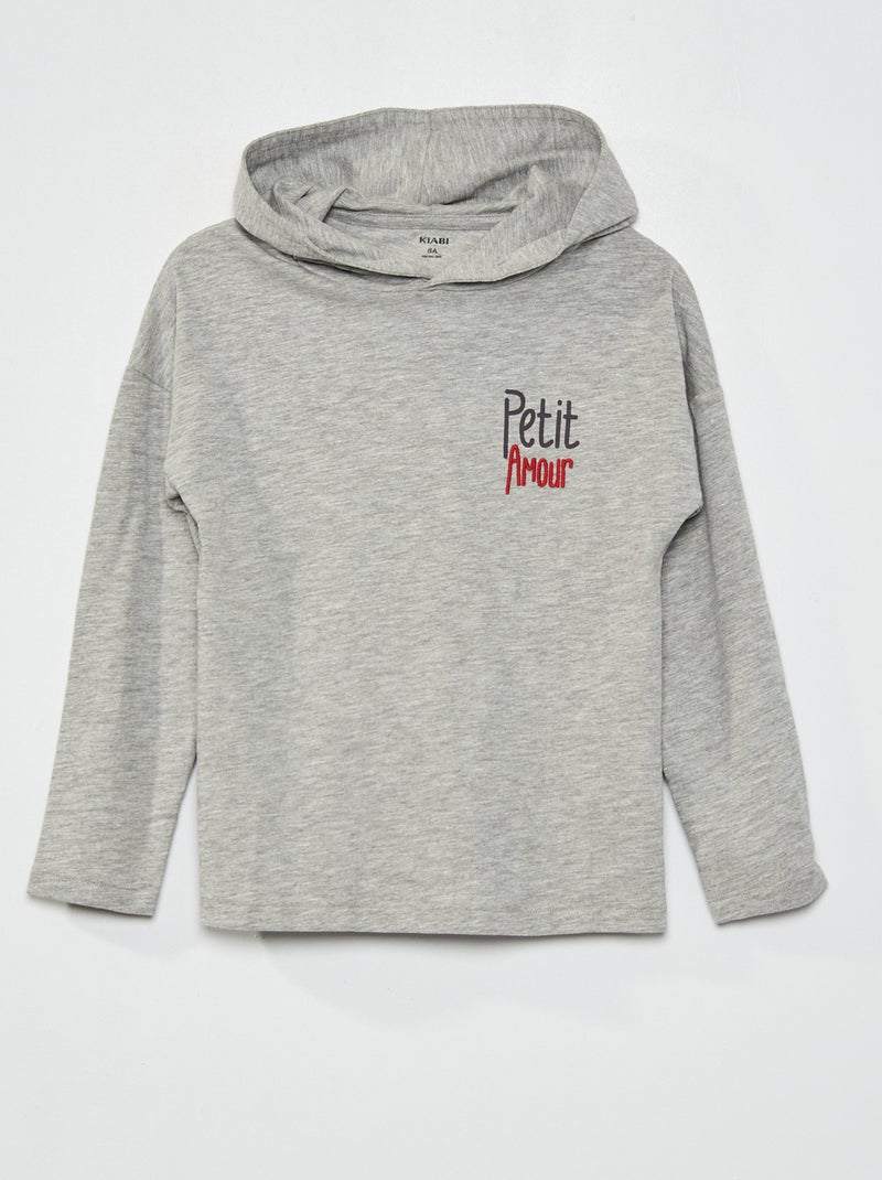 T-shirt com capuz CINZA - Kiabi