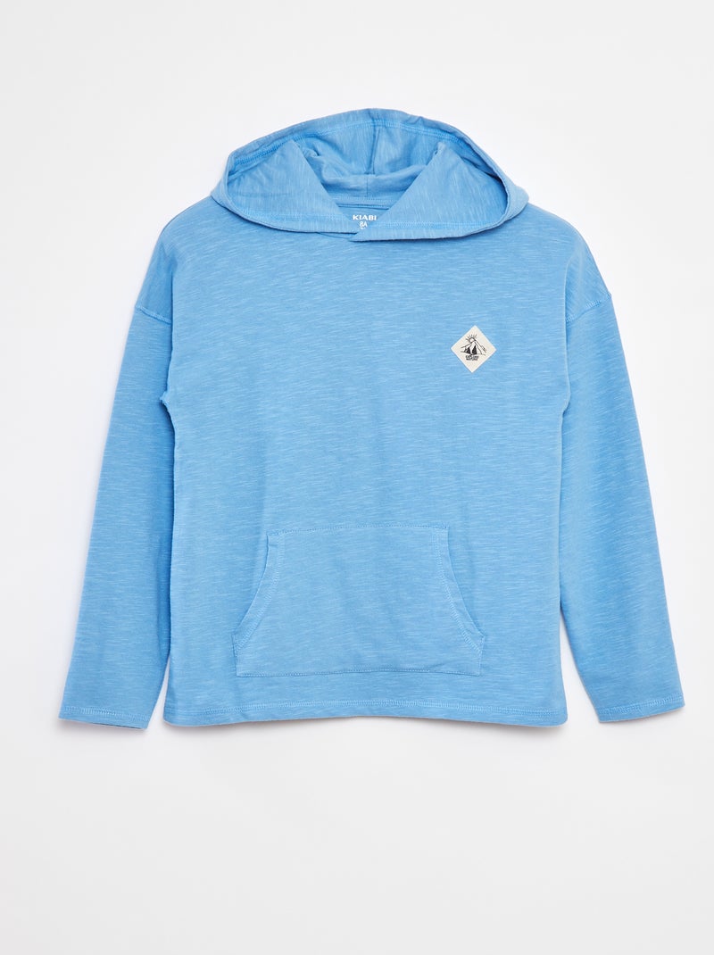 T-shirt com capuz de manga comprida Azul - Kiabi