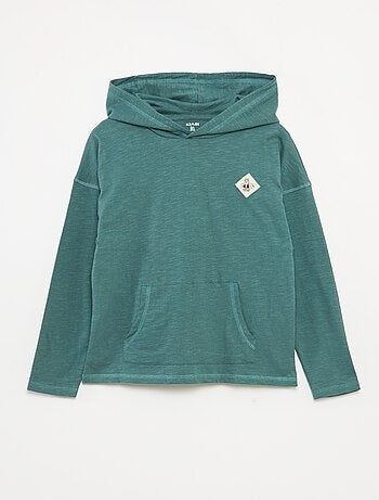 T-shirt com capuz de manga comprida