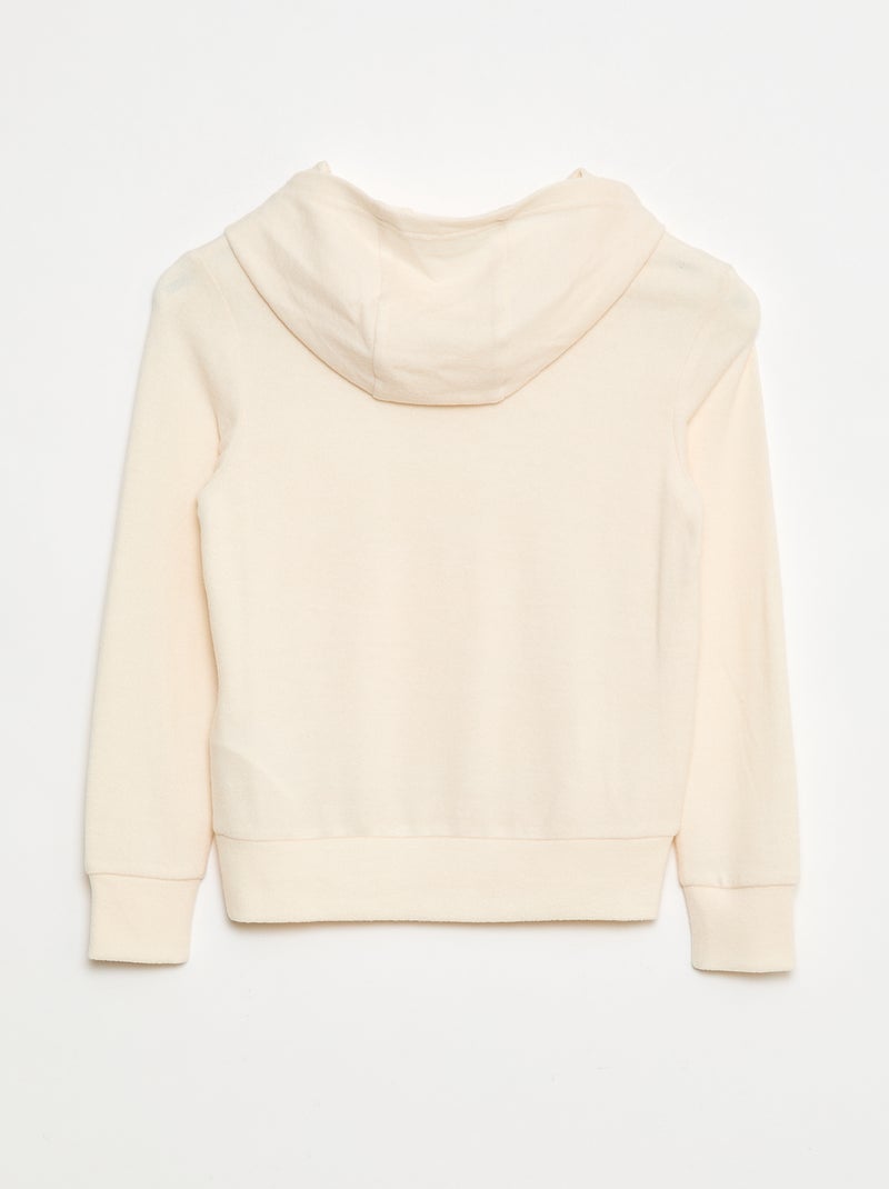 T-shirt com capuz e bolso com folho liso Branco - Kiabi