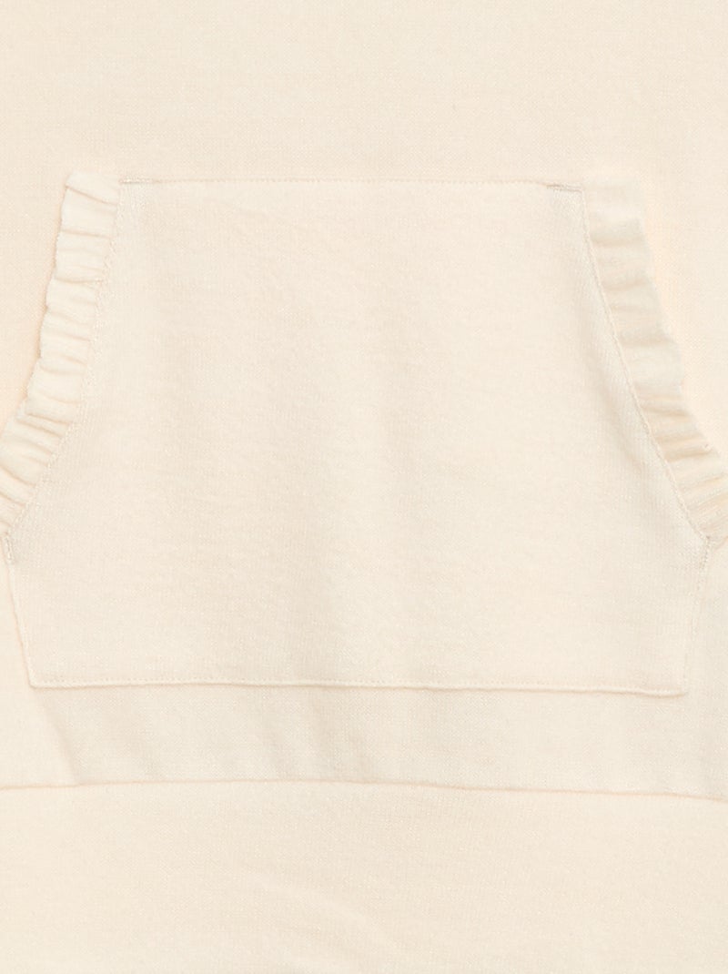 T-shirt com capuz e bolso com folho liso Branco - Kiabi