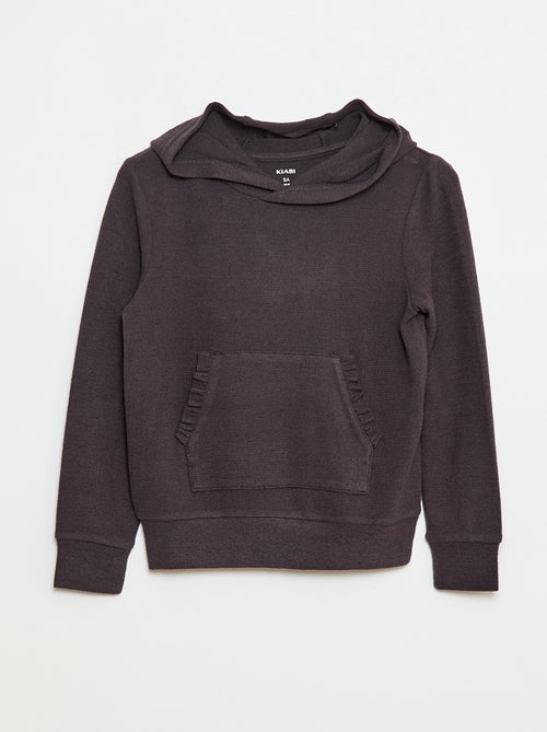 T-shirt com capuz e bolso com folho liso - Kiabi