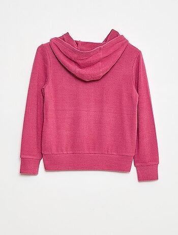 T-shirt com capuz e bolso com folho liso