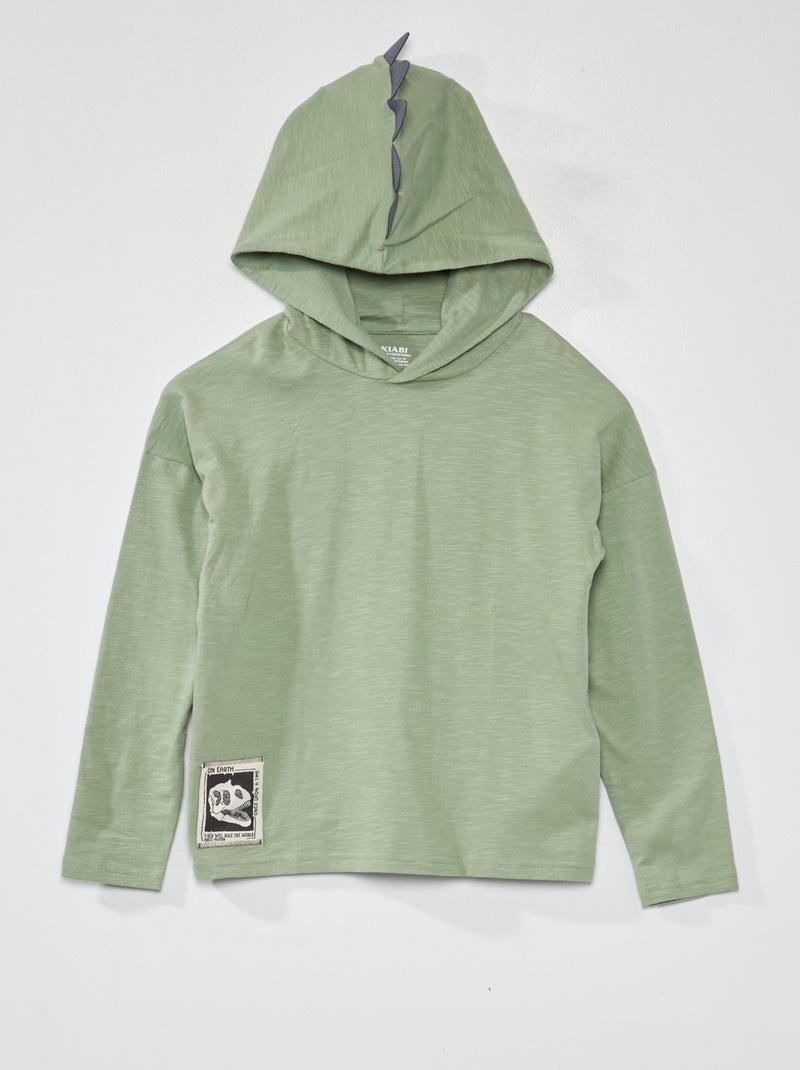 T-shirt com capuz verde - Kiabi