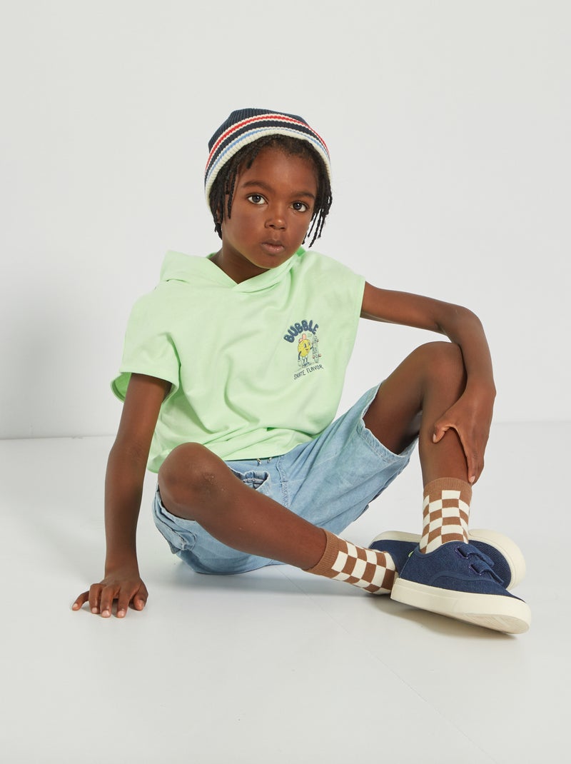 T-shirt com capuz VERDE - Kiabi