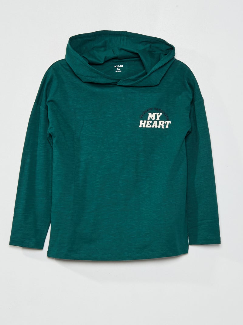 T-shirt com capuz VERDE - Kiabi