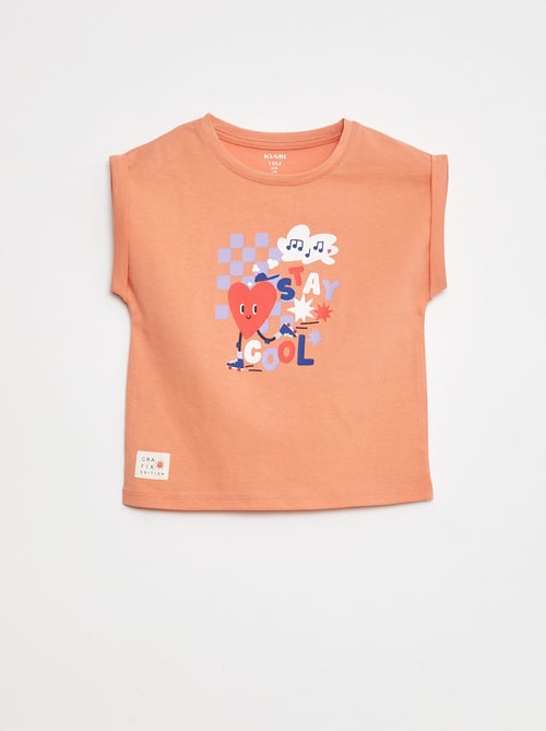 T-shirt com Cavas Curtas Dobradas - Grafik Edition - Kiabi