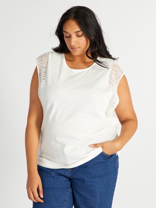 T-shirt com cavas largas e mangas tricotadas - Kiabi