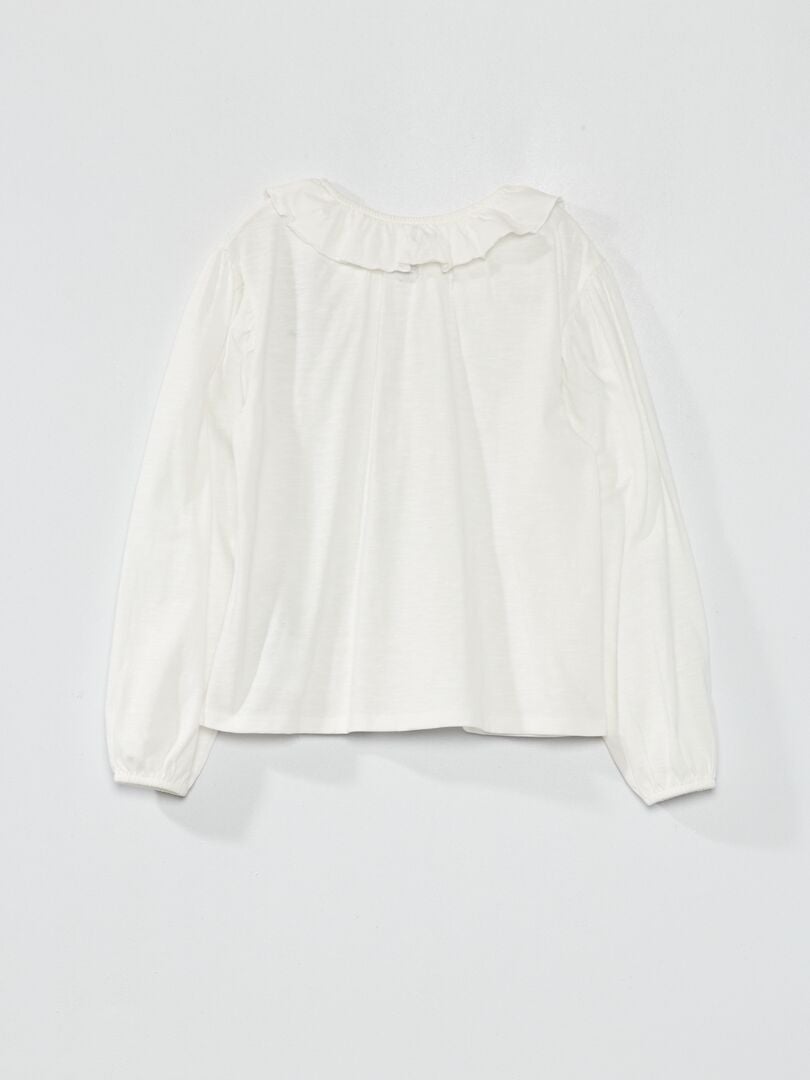 T-shirt com colarinho Branco - Kiabi